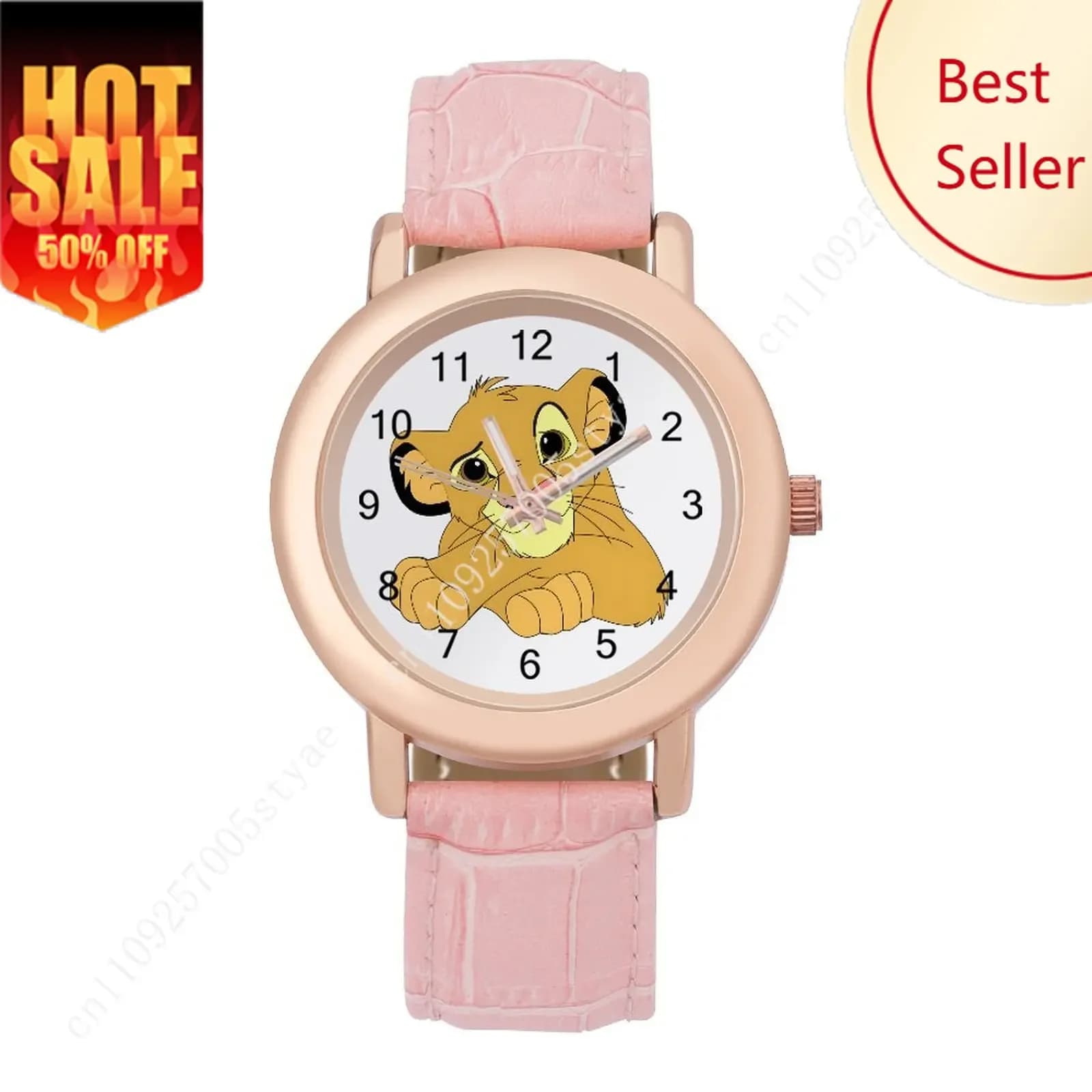 Simba woman watch with leather strap, personalized watch with Disney cartoons, customizable with your design, birthday, anniversary, holiday