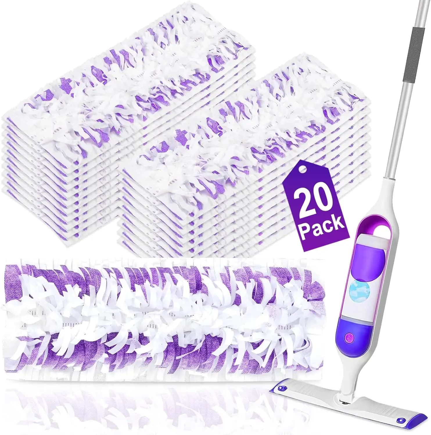 Confezione da 20 Panni Monouso per Mop Elettrico Swiffer, Ricariche Ispessite Multiuso per Tutti i Pavimenti Rifiniti