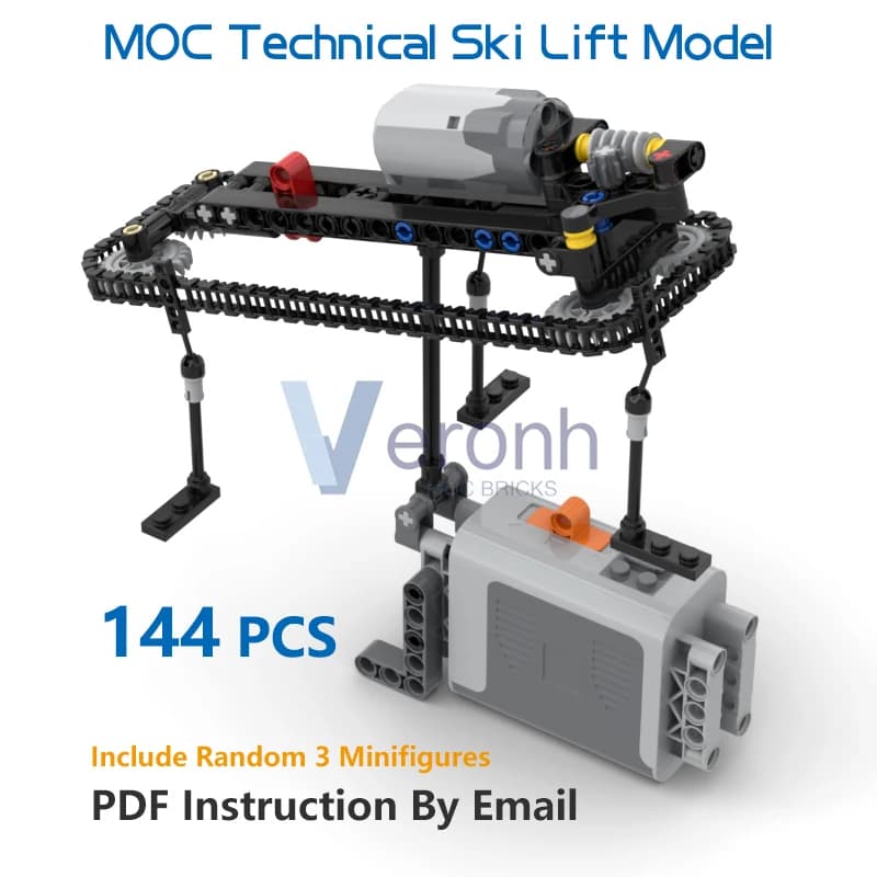 Creative Technical Ski Lift Model Set Building Blocks with PF Electric High-Tech MOC Construction Bricks Educational Kid Toys