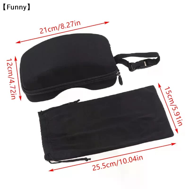 〔Funny〕Custodia Protettiva per Occhiali da Sci, Scatola Rigida Antiurto per Occhiali, Borsa Nera in Nylon per Occhiali da Sci