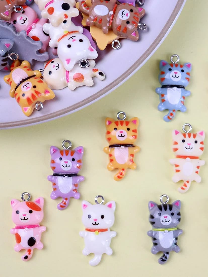 10 pz 15*29mm Del Fumetto Simpatico Gatto Design Pendenti E Ciondoli 3D In Resina Animale Pendenti Per Il Braccialetto FAI DA TE Collana Creazione di Gioielli accessori