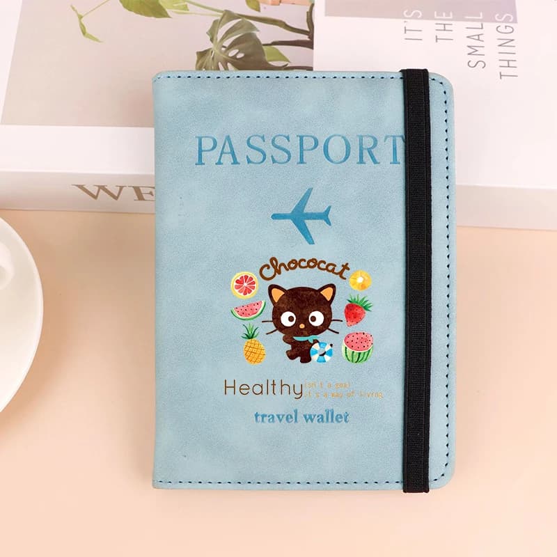 Sanrio Chococat Porta passaporto RFID Donna Uomo Portafoglio da viaggio Organizzatore di documenti Porta documenti impermeabile Kawaii Regalo per passaporto