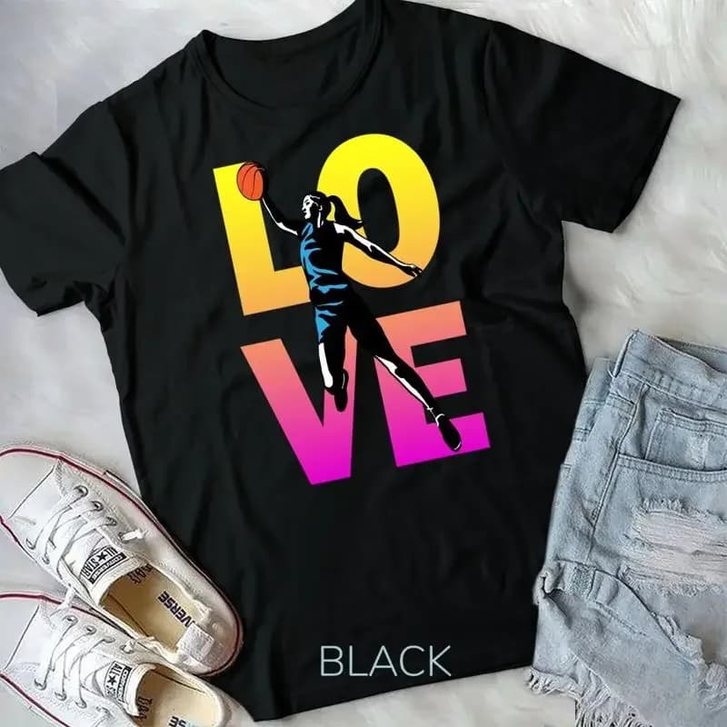 Women's Unisex T-shirt for Teens Love Basketball