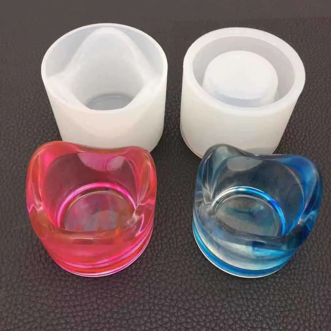 Nuovo stampo per colata in resina di cristallo fai-da-te Stampo per portacandele con finitura a specchio a forma di diamante Stampi in silicone per gioielli fatti a mano in gesso