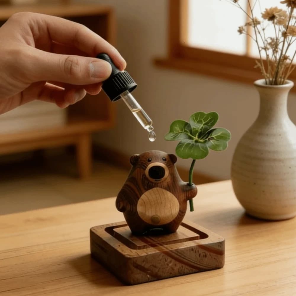Creative Wood Aroma Diffuser Cute Bear Fragrance Ornament Essential Oil Diffuser Long-Lasting Desktop Aroma Diffuser Home