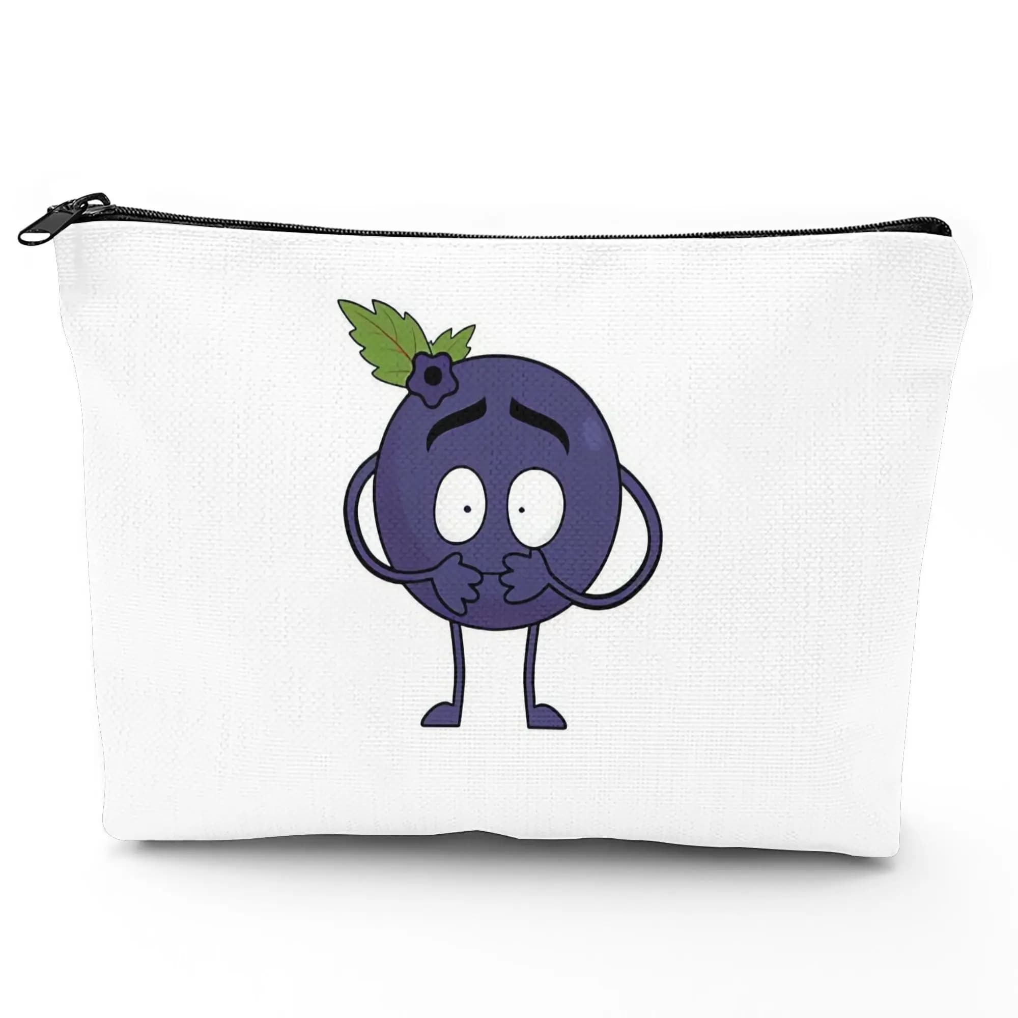 1 borsa per il trucco Quirky Blueberry - Pochette multifunzionale con cerniera per donna, perfetta borsa da viaggio con cerniera, divertente regalo di compleanno