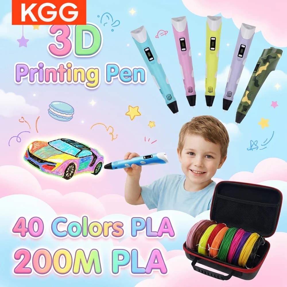 Penna 3D per Bambini con Schermo LCD e 40 Colori di Filamento PLA, Penna per Disegno 3D, Regalo Artistico Fai-da-Te per Ragazzi e Ragazze