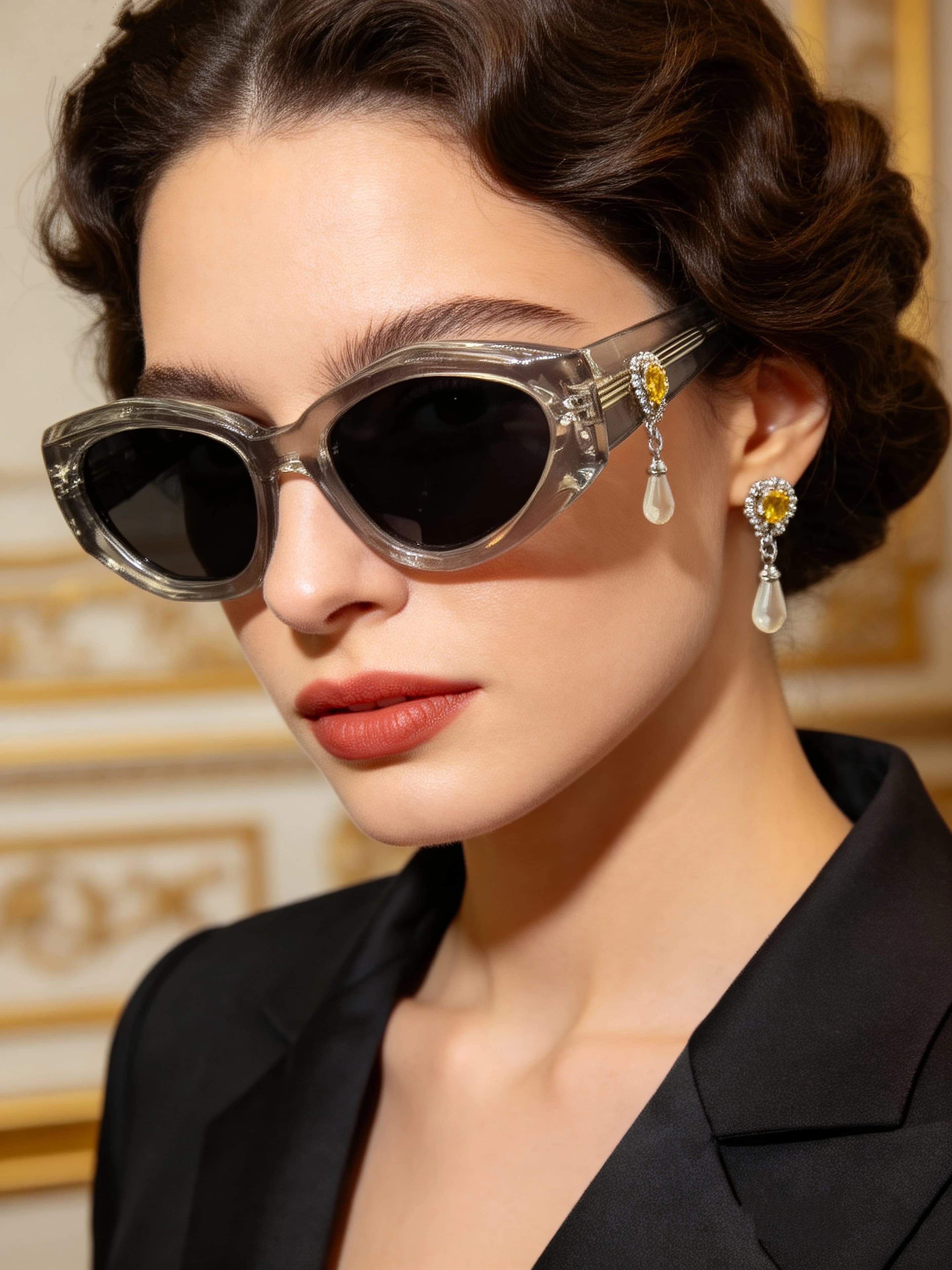 Occhiali da Sole Magnetici Fai-da-Te con Charm a Forma di Ape Intercambiabili, Set di Occhiali alla Moda con Orecchini e Anello Abbinati, Accessorio 3-in-1