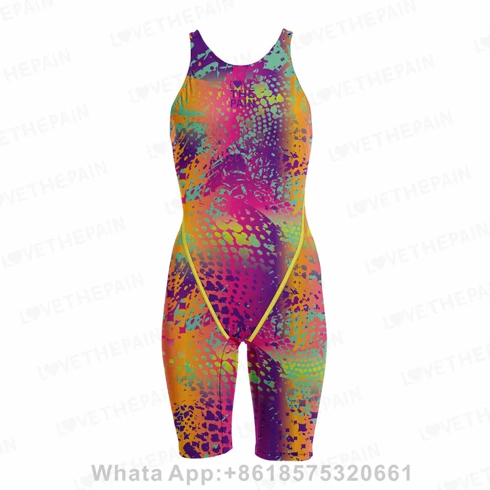 Costumi da bagno da allenamento da competizione Tute tecniche Tute tecniche da collo al ginocchio Cinghie comode da donna aperte sul retro Costume da bagno Tuta da bagno