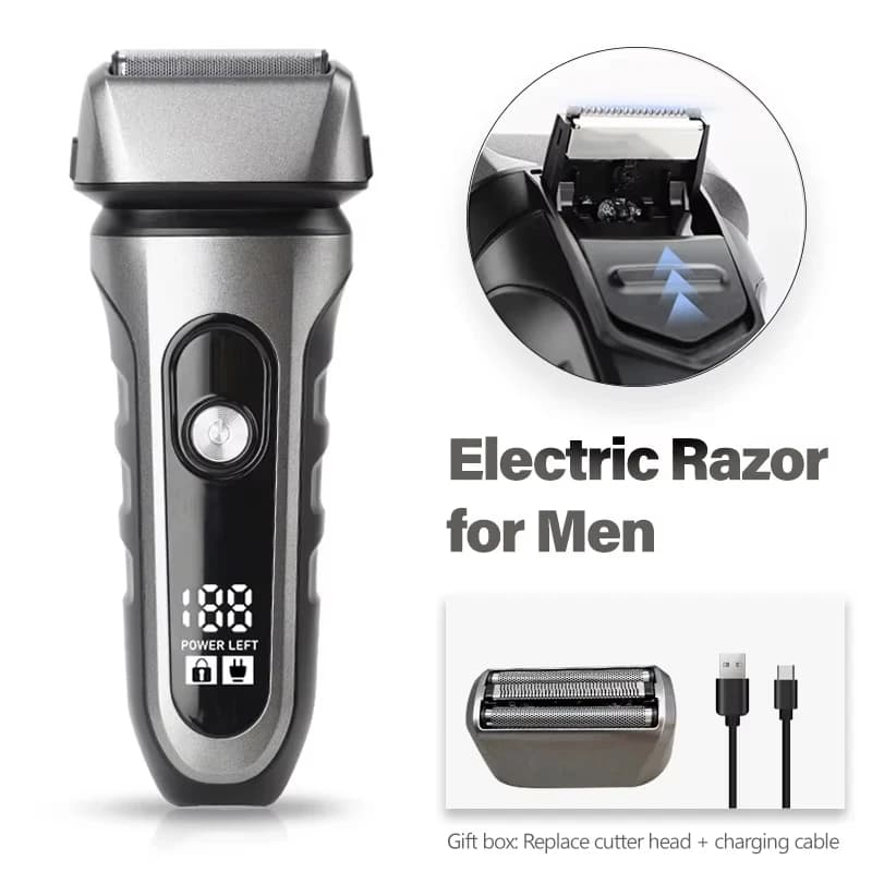 Professional Lamina Man Electric Razor 3D IPX7 Floating Heads Waterproof Fast Shaving Rechargeable Wireless Razor Travel Gifts