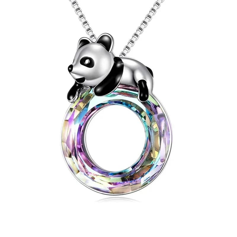 Panda Gifts for Women Purple Crystal Necklace Silver Birthday Daughter Arrow Heart Accessories