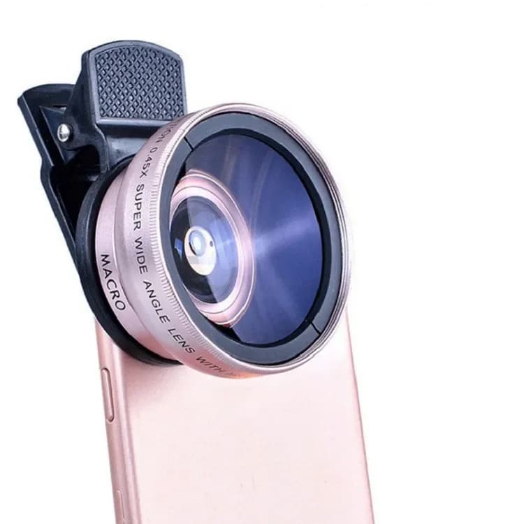 Lente per cellulare a 2 funzioni, grandangolare 0.45X e macro 12.5X HD, universale per iPhone, Android e smartphone.
