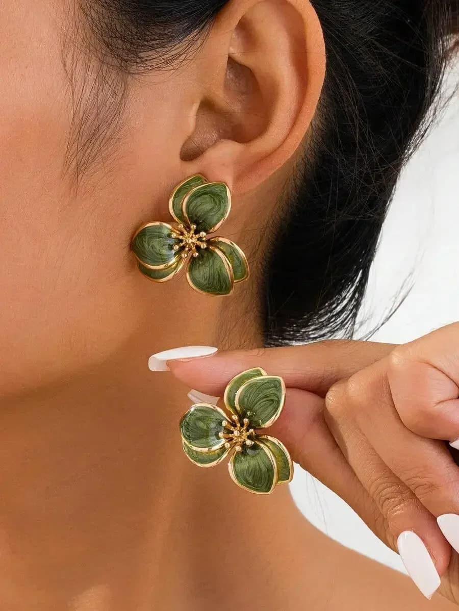 1 pair charming seaside floral drop stud earrings for women