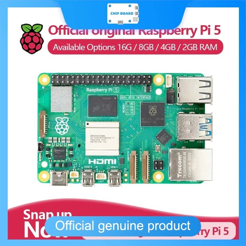 Computer ufficiale a scheda singola Raspberry Pi 5, Cortex-A76, 2 GB/4 GB/8 GB/16 GB di RAM, PCIe, Gigabit Ethernet, USB 3.0,