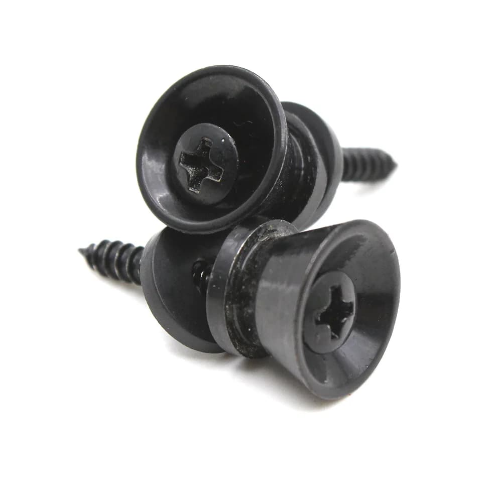 2 Pezzi Blocca-Tracolla per Chitarra in Metallo Nero/Argento, Accessori per Strumenti Musicali, Universale per Chitarra Acustica, Elettrica, Ukulele e Basso