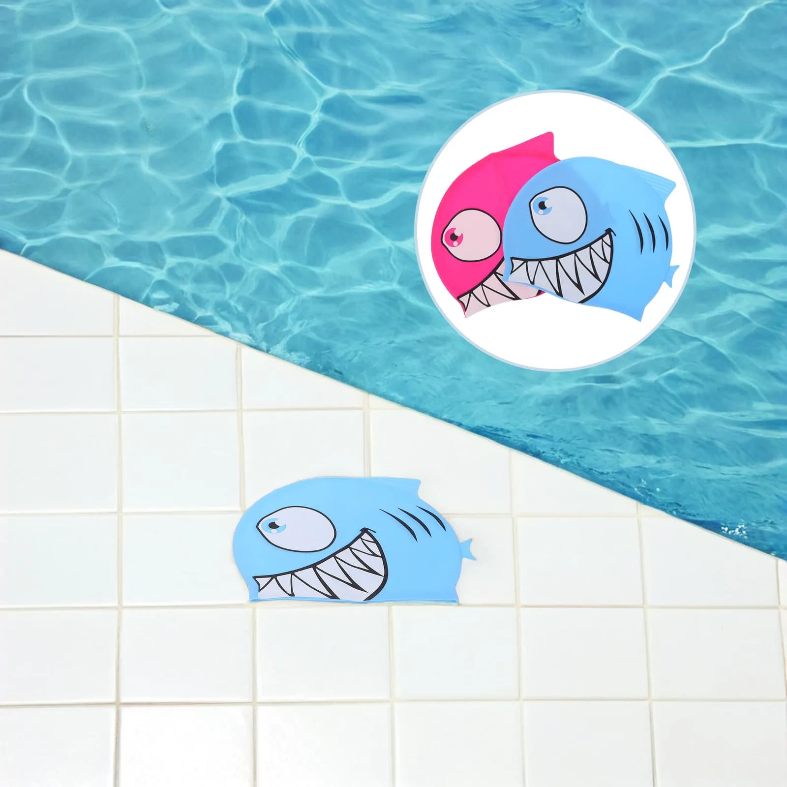 2 Pieces Swimwear Silicone for Children, Shark Shape Design, Waterproof, for Pool and Beach, Unisex, for Boys and Girls