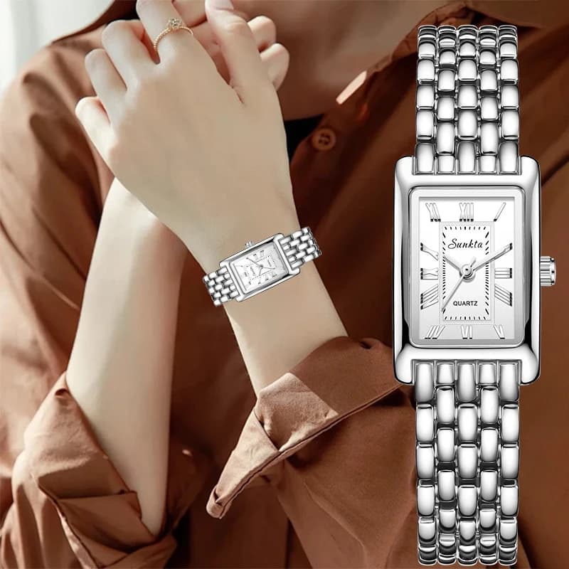 Sunkta Fashionable Quartz Elegant Women's Watch, Waterproof Steel Classic Luxury Wrist Watch, Women's Casual Sports Watches Reloj Mujer