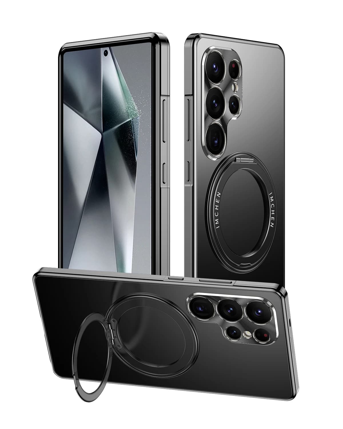 360 ° Custodia magnetica girevole in metallo per Samsung S25 Ultra, copertura protettiva antiurto di livello militare con staffa in lega di alluminio