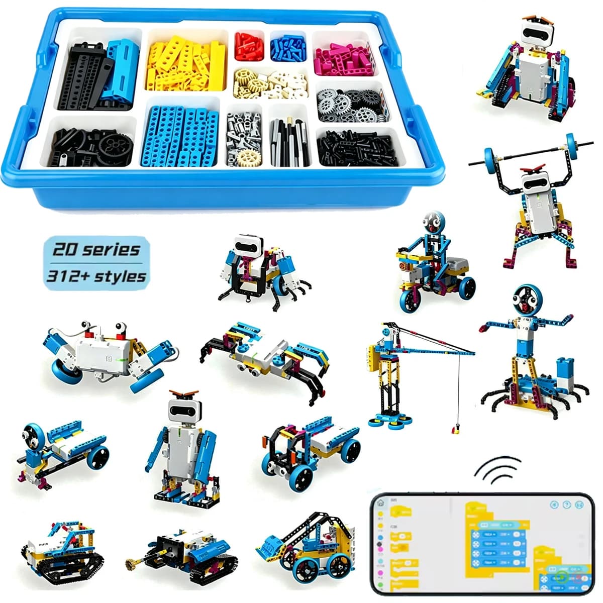 Programmable Electric Robot Building Blocks Remote Control Mechanical Gear Kit Interactive Coding STEAM Educational Toy Youth
