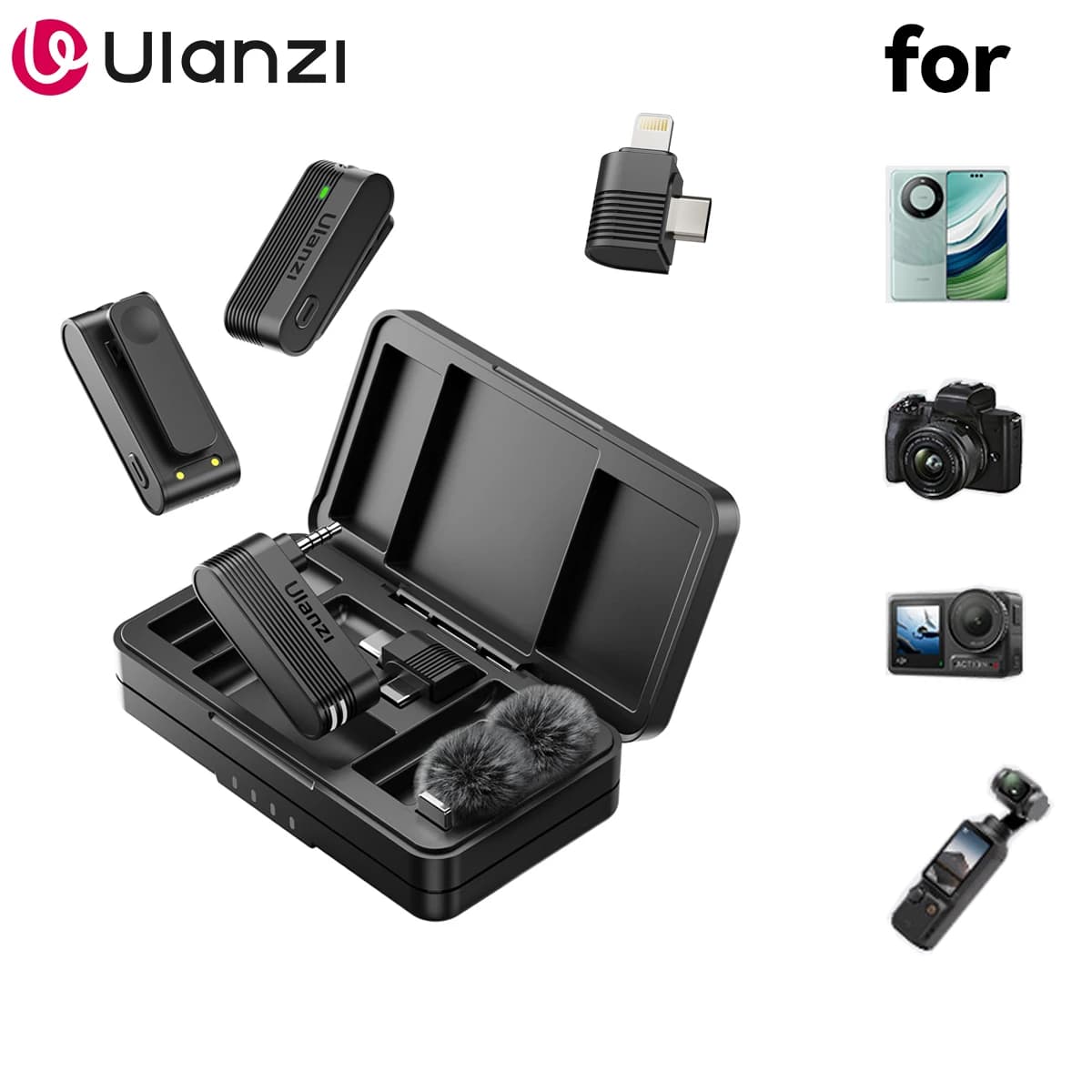 Latest A100 Microphone Smartphone Microphone Wireless Lavalier for iPhone 16 15 12 Xiaomi Samsung Dji Action 5 4 3 2 OSMO Pocket 3 SONY