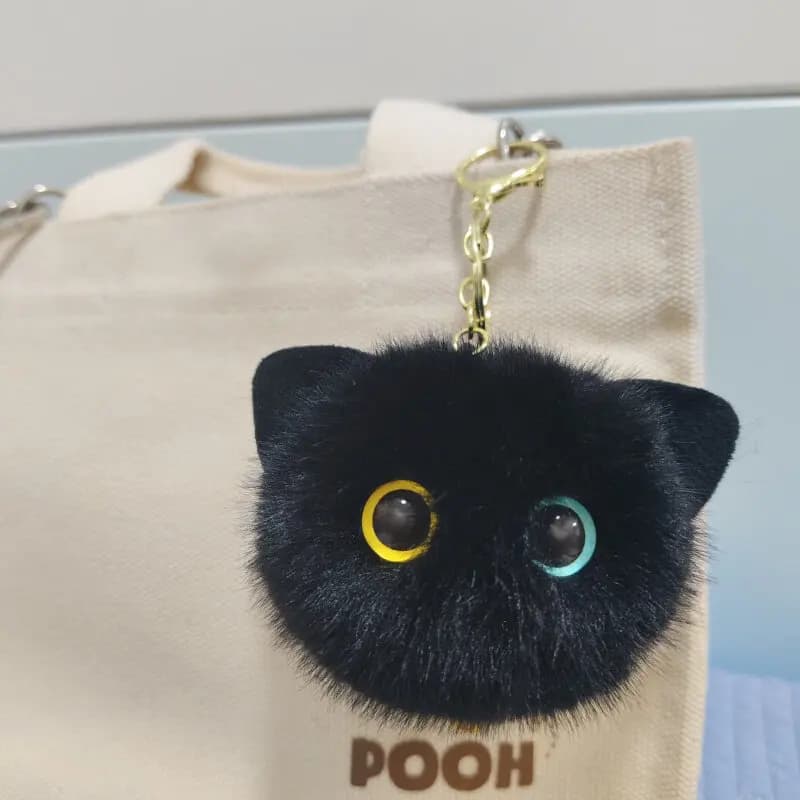 Portachiavi in peluche a forma di gatto eterocromatico da 8 cm, ciondolo per borsa a forma di gattino, morbido giocattolo decorativo imbottito, regalo di compleanno per ragazze e adulti