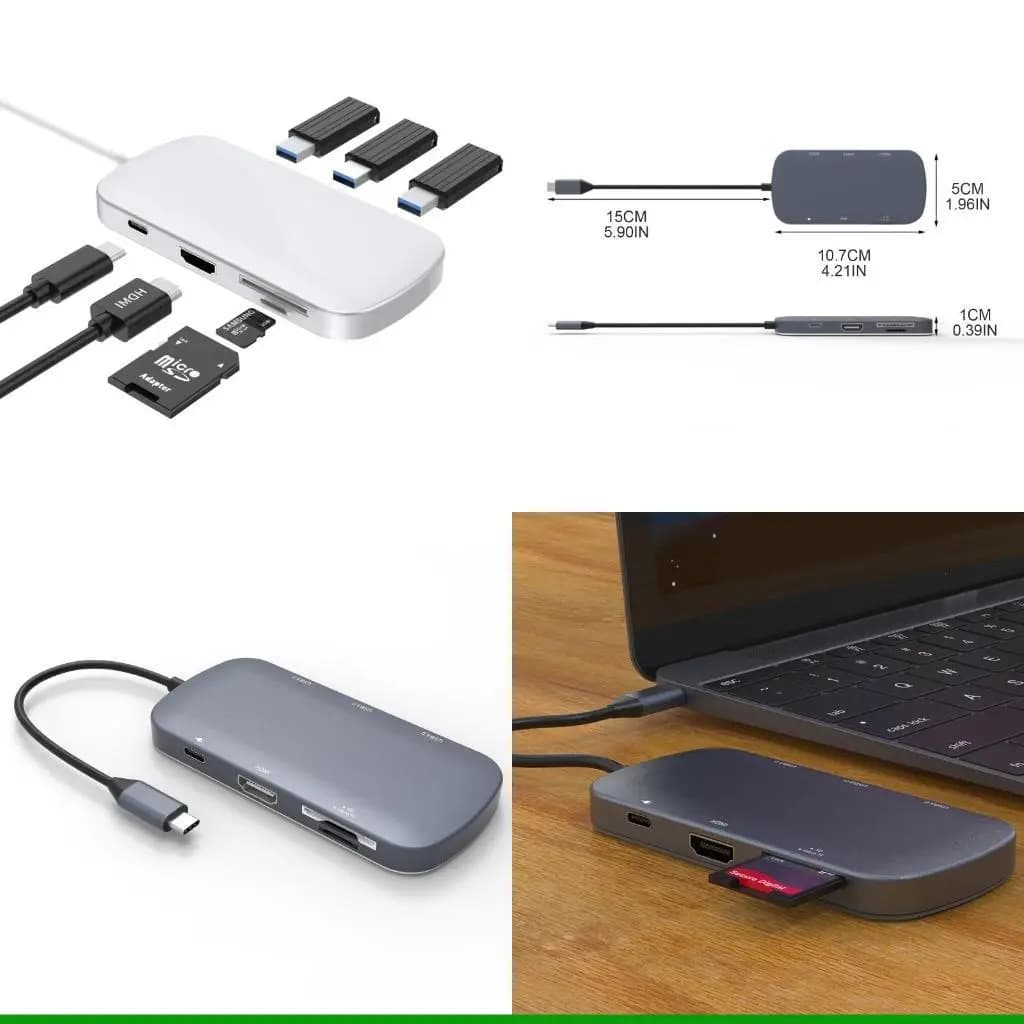 U55C 7 in 1 Tipo C a 3 porte HUB USB + lettore schede TF+PD 100 W+ compatibile
