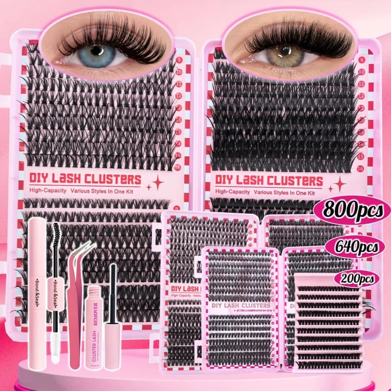 800/640/200PCS Fluffy Eyelash Cluster Book Comfortable, Reusable, Easy To Apply, Perfect For Natural Daily Beginner-Friendly