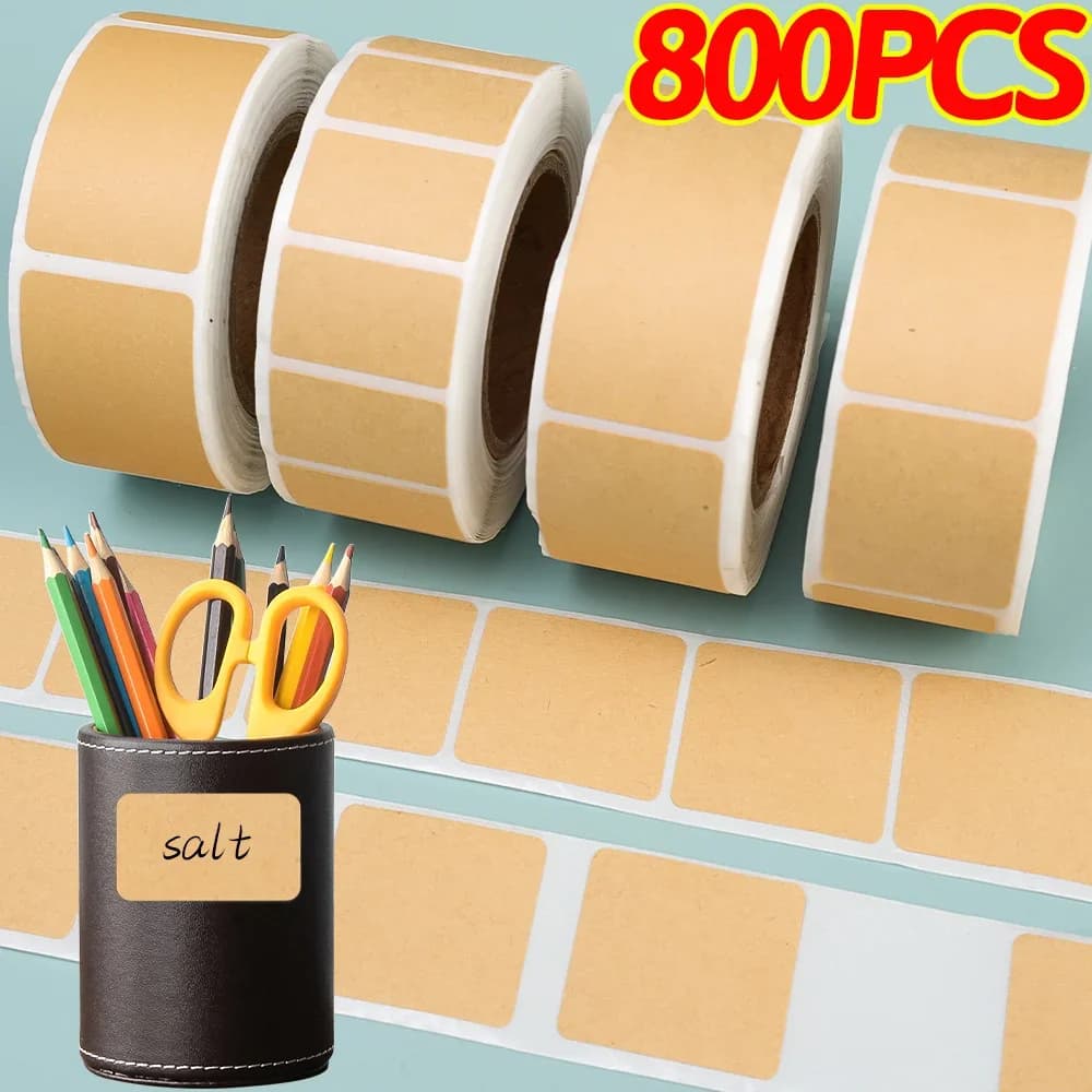 800/260PCS Naturale Kraft Etichette Adesive Autoadesive Personalizza Regalo di Festa Adesivi Nome Tag Cucina Barattolo di Cibo Etichetta Adesiva
