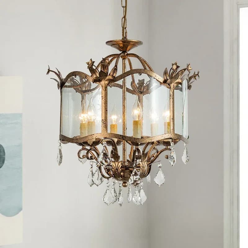 Vintage American Restaurant Crystal Glass Chandelier Living Room Bedroom Dining Hall Entrance Hall Candle LED Crystal Chandelier
