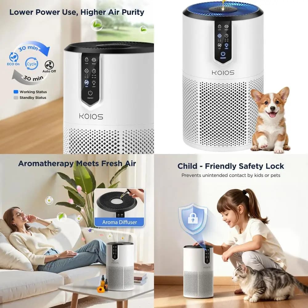 Purificatore d'aria HEPA silenzioso per ambienti di grandi dimensioni fino a 1300 piedi quadrati, adatto per camere da letto, controllo degli odori e degli animali domestici, con profumatore e luce notturna