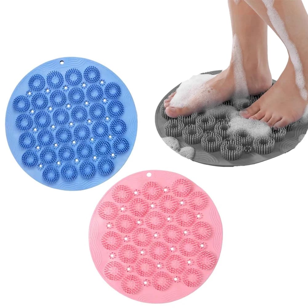 1pc Bathroom Use Silicone Non-slip Foot Basin Cleaning Pad with Suction Cup for Exfoliation Shower Foot And Back Massage Brush