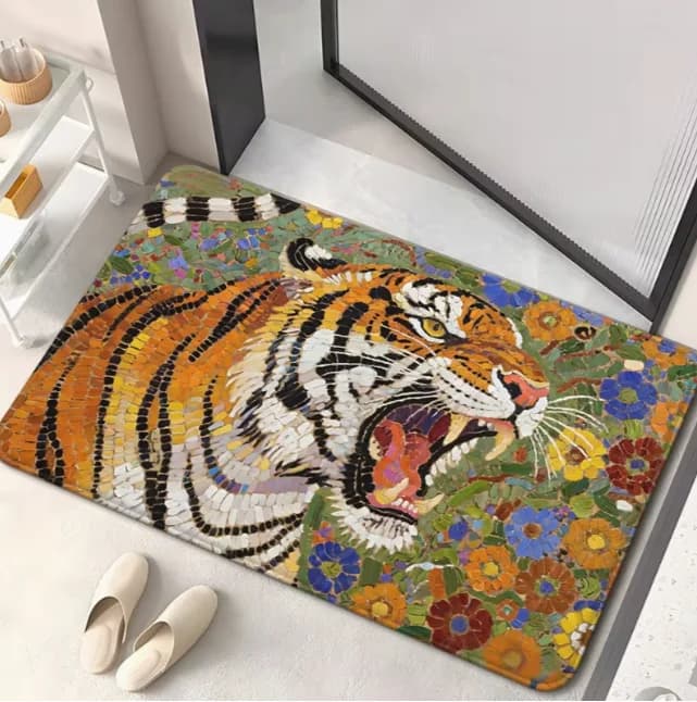 Tappetino per porta Tiger Roar Art, tappetino antiscivolo per bagno, ultra assorbente, per camera da letto, soggiorno, campeggio, decorazione per camera da letto