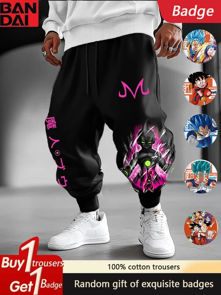 2025 Pantaloni sportivi larghi in puro cotone periferico anime Dragon Ball giapponese Leggings hip-hop da uomo e da donna