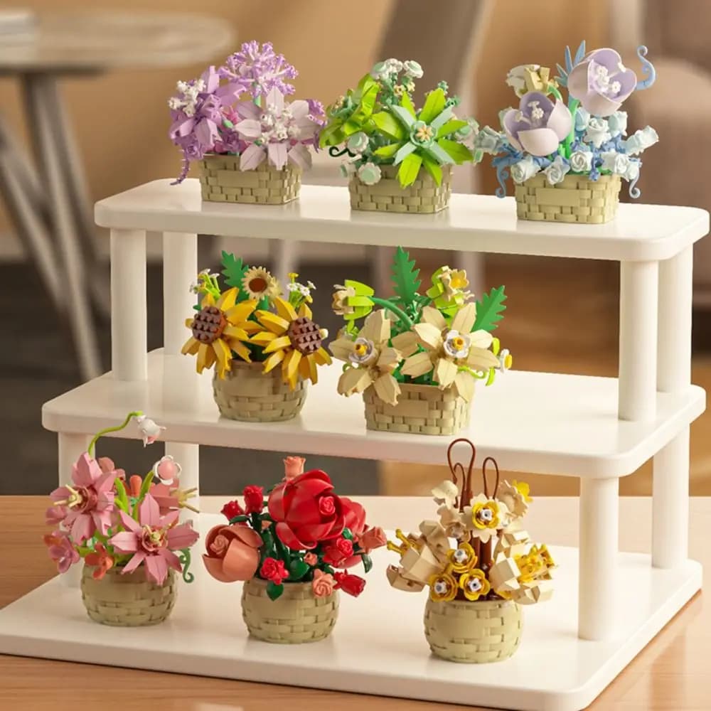 Vasi da fiori Ornamento Blocchi di costruzione Cestini di fiori Giocattoli da costruzione per bambini Modello di piante in vaso fai-da-te