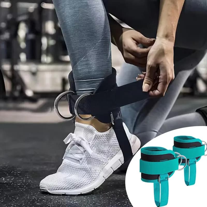 2 pezzi cinturini alla caviglia con cavo regolabile con doppio anello a D per allenamenti in palestra supporto per allenamento per la forza delle gambe dei glutei polsini sportivi alla caviglia NUOVO