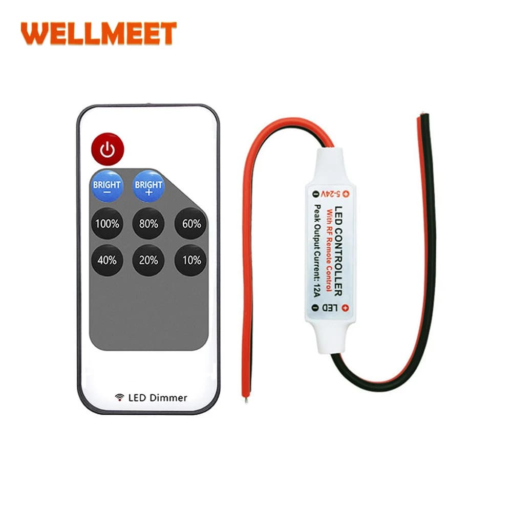mini LED Single Color dimmer DC 5V 12V 24V 6A 5050 2835 Strip Lights Constant Voltage PWM Signal Controller with RF 9-Key Remote