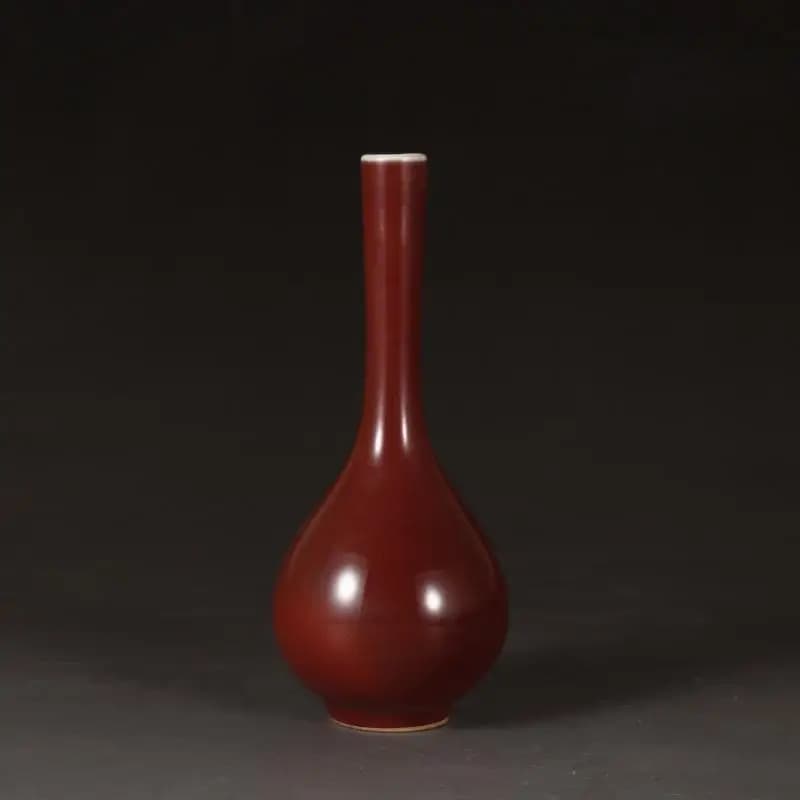 Vaso cinese in porcellana smaltata rossa Qing Yongzheng da 6,30 pollici