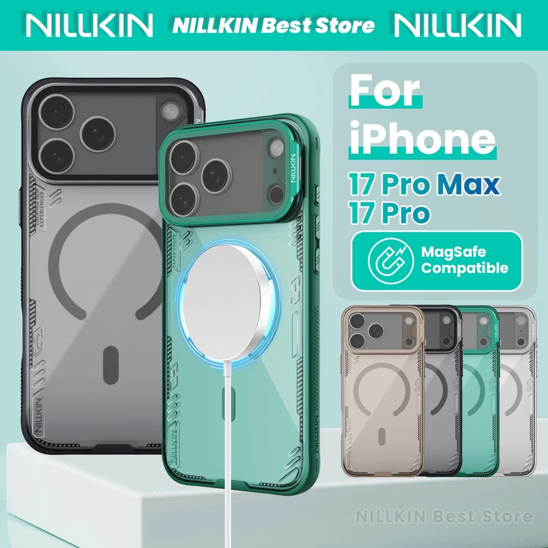 Nillkin Per IPhone 17 Pro Max / IPhone 17 Pro Custodia per telefono magnetica Magsafe Copriobiettivo di ricarica Supporto Cover posteriore per telefono trasparente