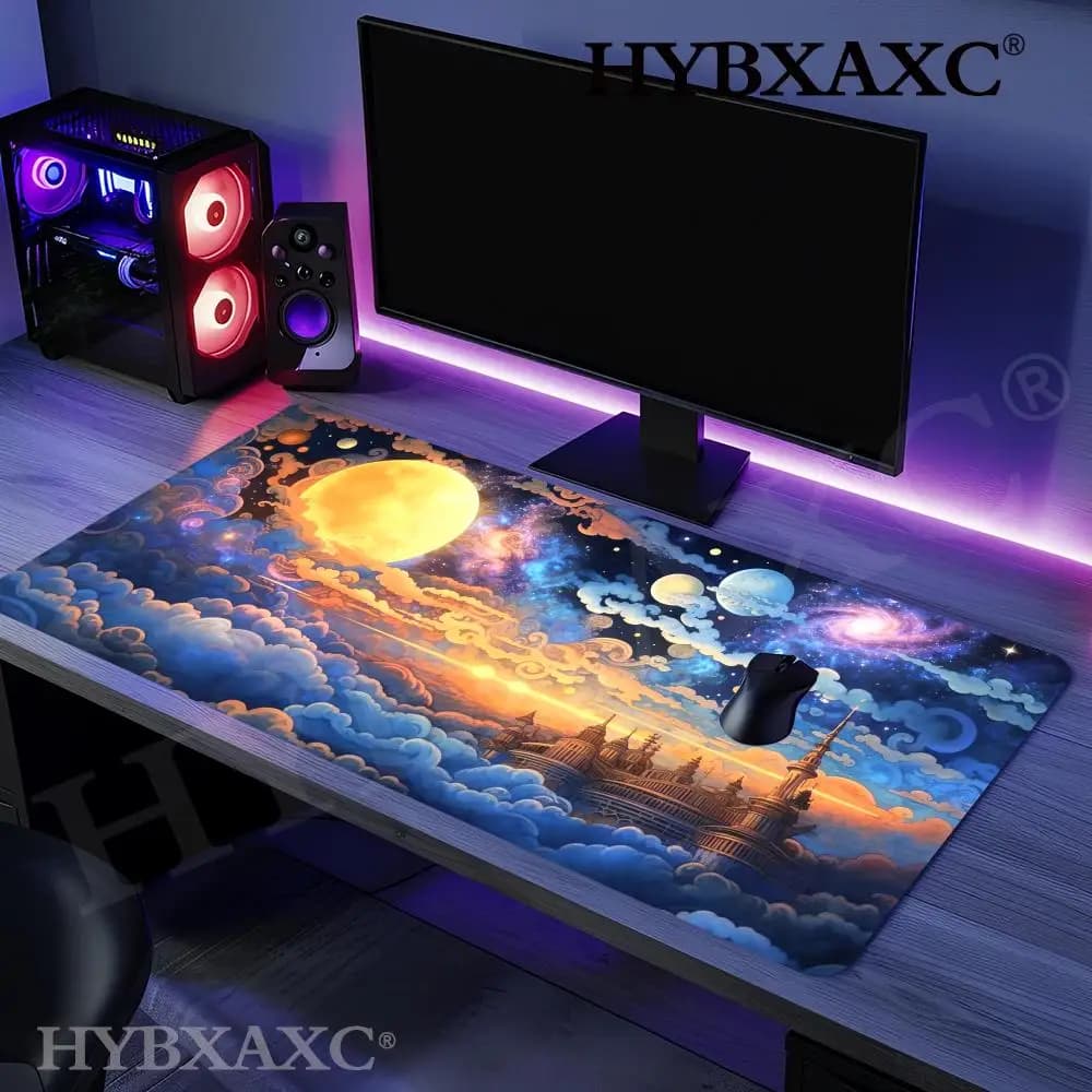 HYBXAXCDreamy Worlds Under Moonlight Tappetino per mouse con base in gomma antiscivolo per ufficio, casa, gaming, PC, laptop