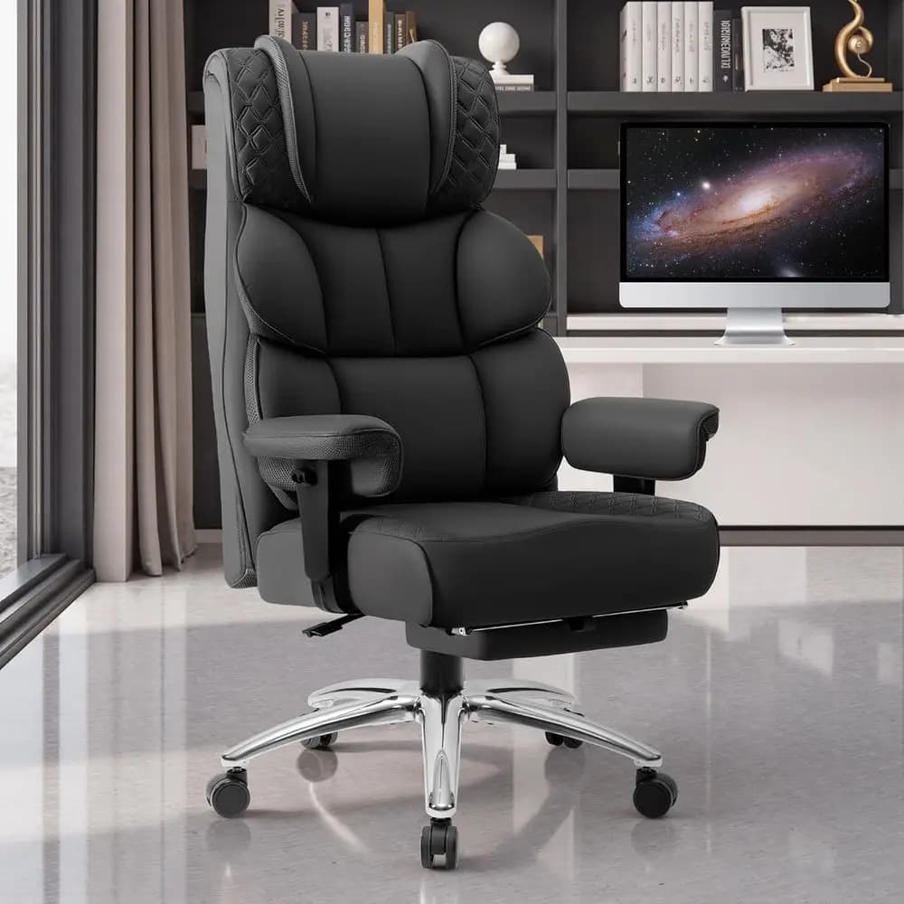 Sedia da ufficio Oice, sedia da gaming in pelle grande e alta con poggiapiedi, sedia da computer reclinabile ergonomica e confortevole con schienale alto