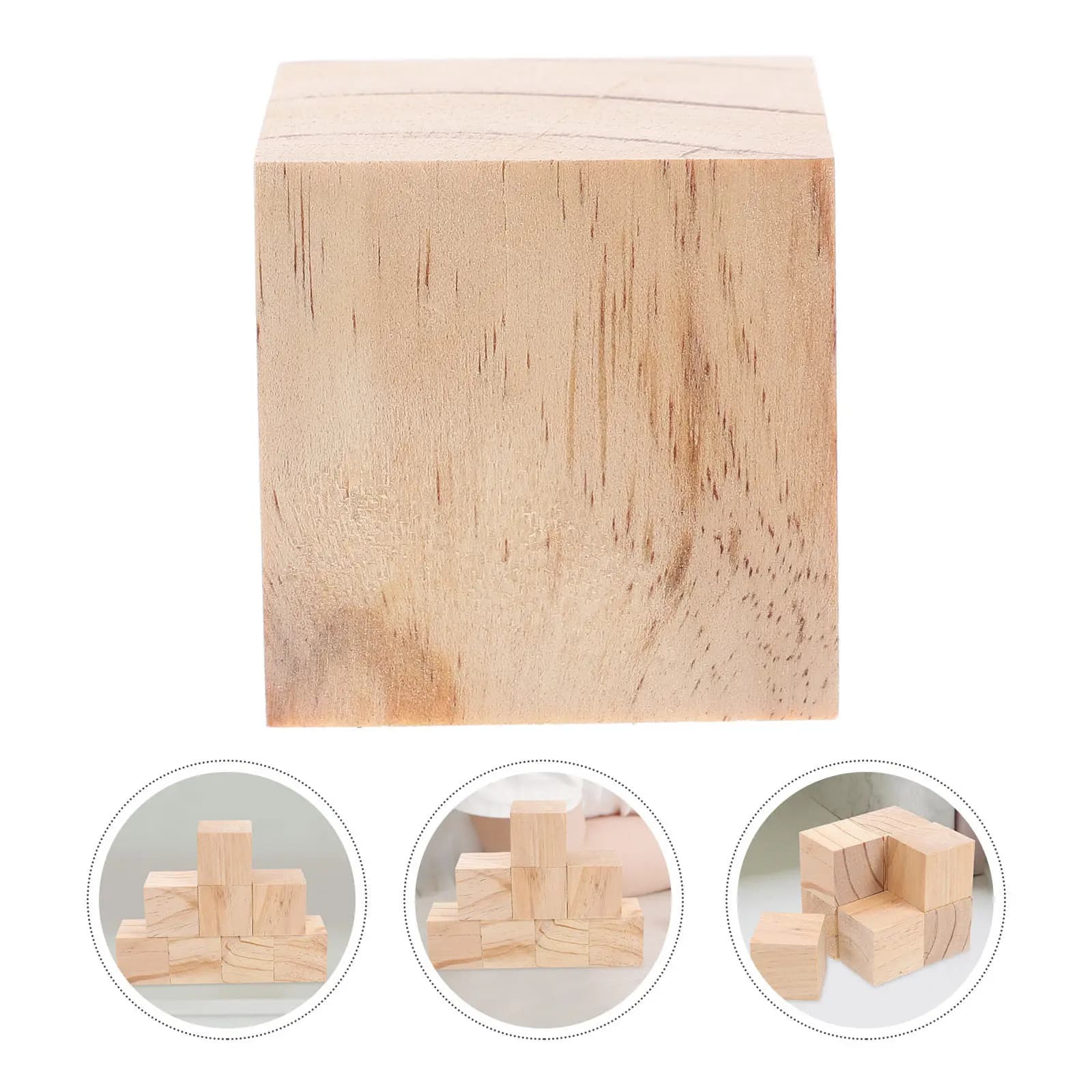 Set di 8 Cubi di Legno Grezzo in Pino Naturale per Progetti Fai-da-Te, Intaglio e Pittura