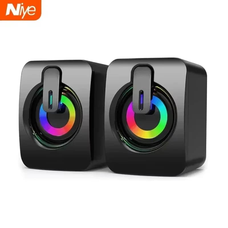 Niye USB Wired Desktop Gaming Computer Speakers HIFI Stereo Subwoofer Audio System LED Light Microphone PC Sound Box Wholesale