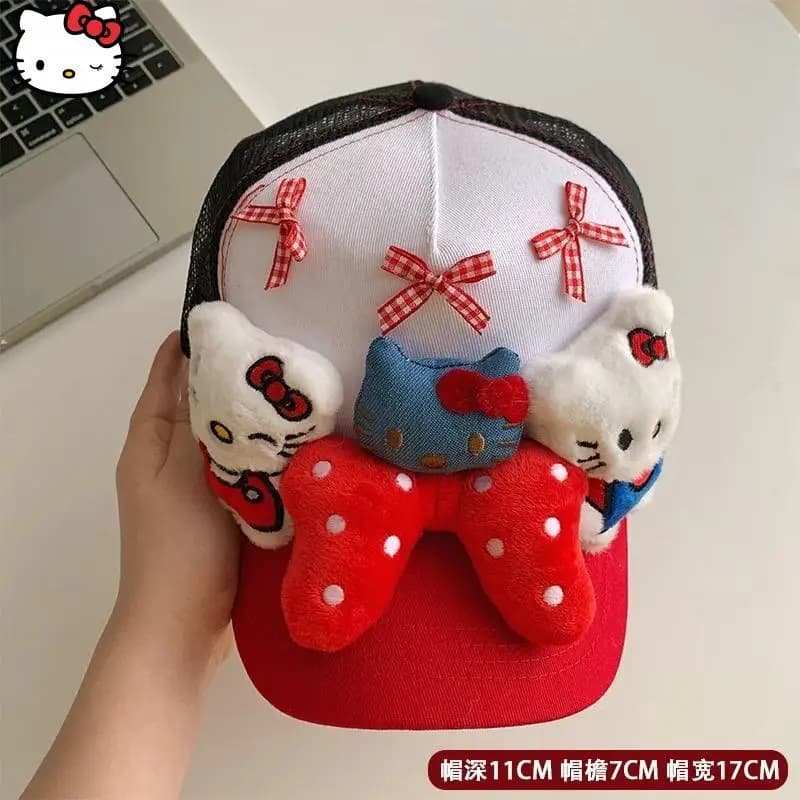 Cappellino da Baseball Anime Cartoon Nuovo con Fiocco Carino, Cappello da Baseball alla Moda Hello Kitty che Valorizza il Viso, Traspirante, Protezione Solare Hello Kitty