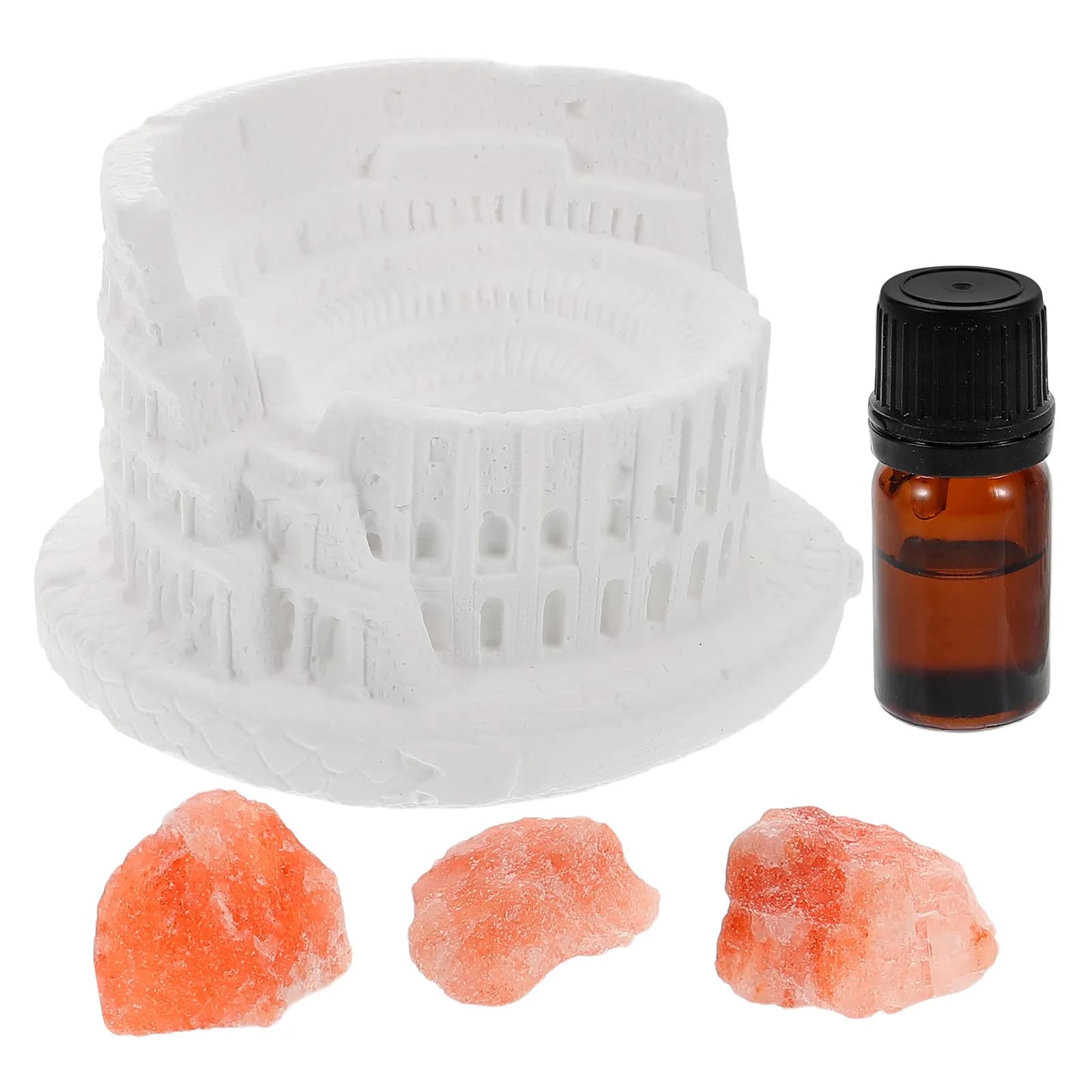 Set of 1 Aromi Diffuser in Salt Crystal, Air Purifier Without Flame for Essential Oils, for Home, Office and Car
