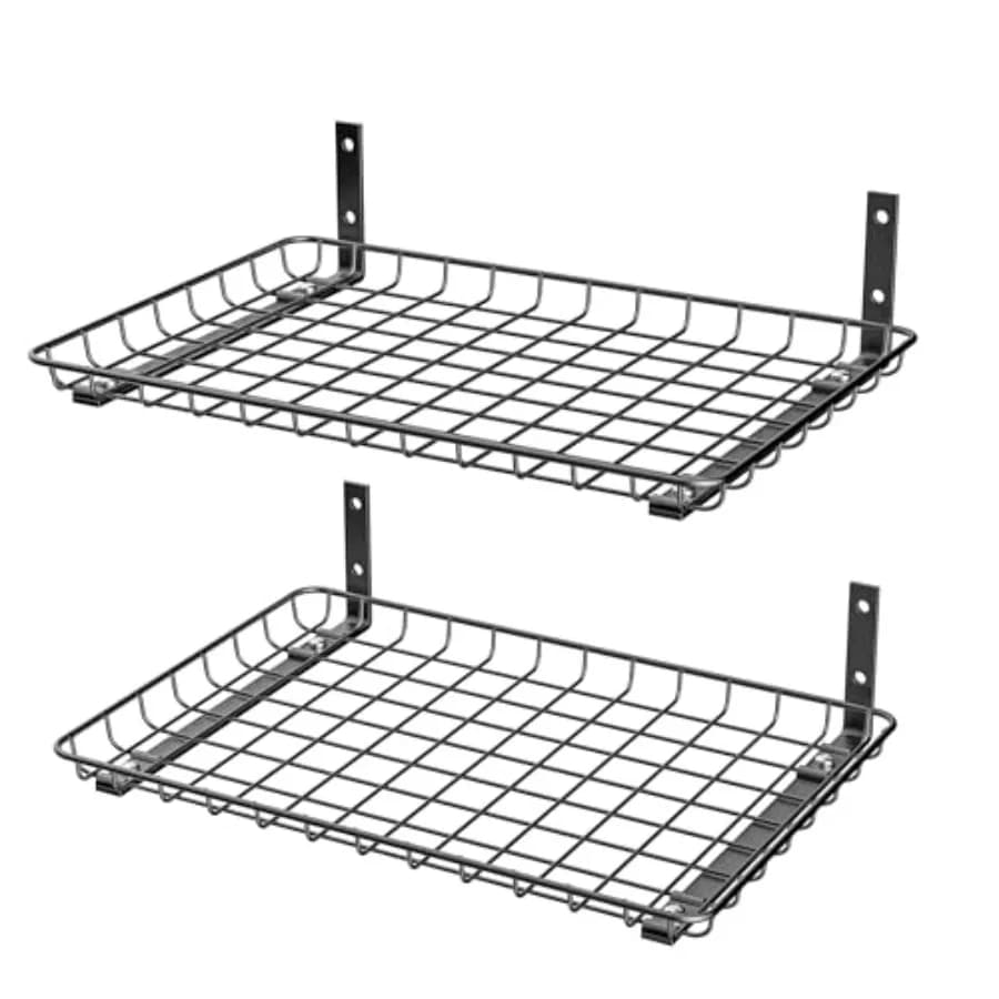 Mensole da Parete per Garage 12x18 Pollici, Scaffale di Stoccaggio a Muro, Scaffale in Metallo, Organizzatore Resistente, Confezione da 2