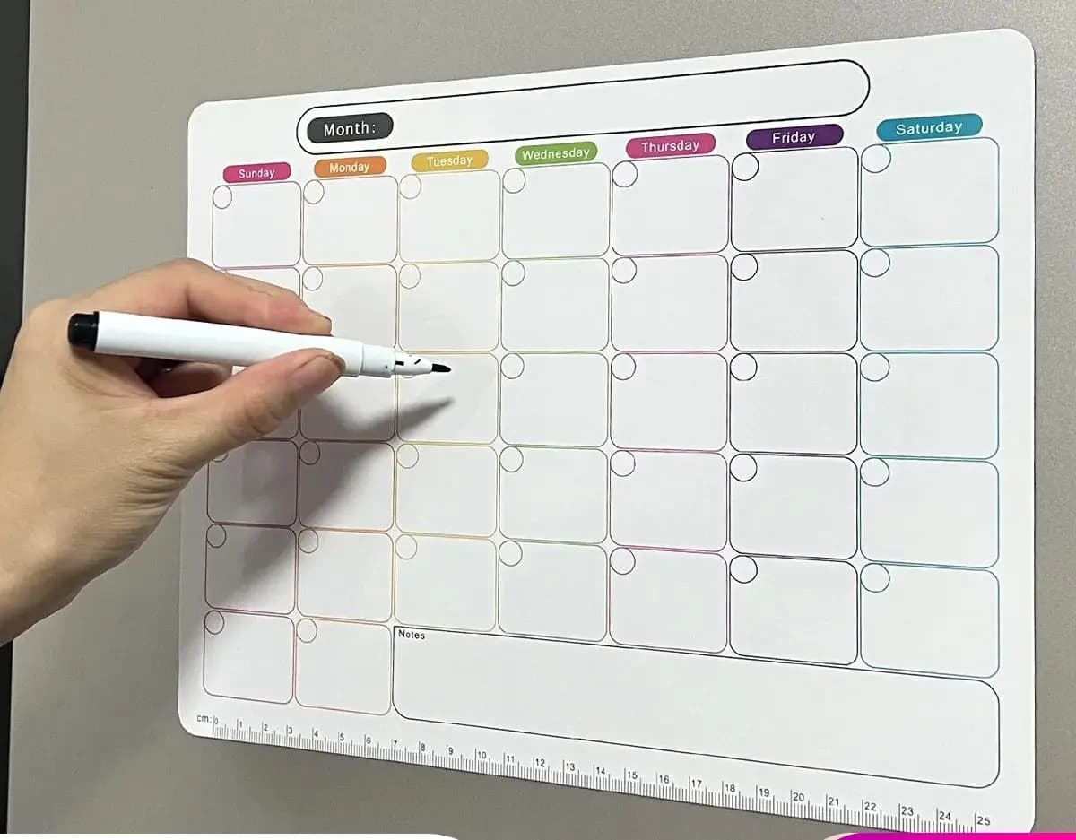 Magnete da frigorifero, agenda mensile e settimanale, adesivo calendario magnetico, adesivo per appunti magnetico morbido, lavagna per messaggi