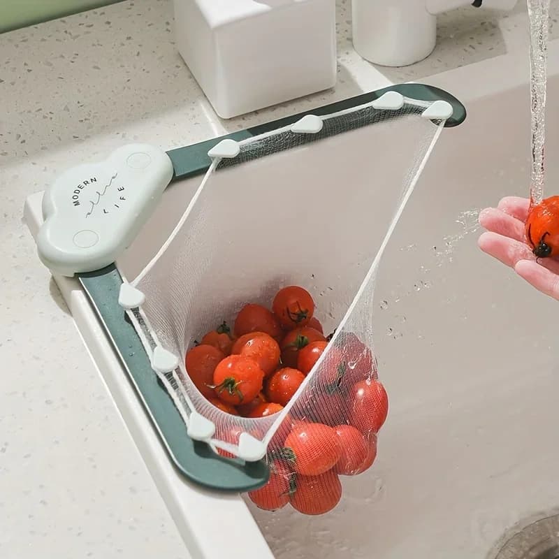 Kitchen Sink Strainer Set,Triangle Draining Basket,Non-Food Contact Washing Mesh Filter,Hanging Storage Rack for Food Waste