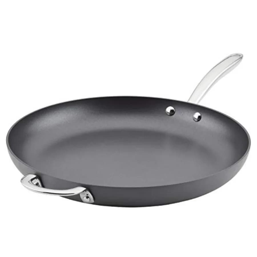 80089 Padella Professionale Antiaderente in Alluminio Anodizzato con Manico Ausiliario 14 Pollici - Grigia