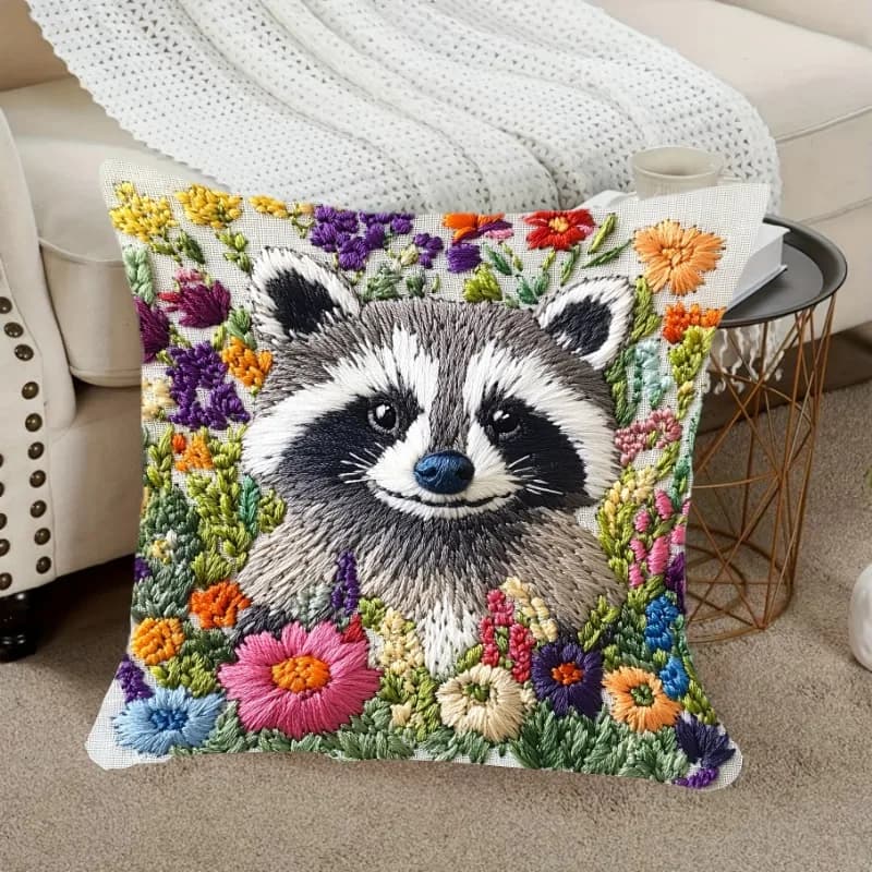 Fodere per cuscini decorativi con procione, con cerniera, per divano, sedia, soggiorno, camera da letto, arredamento per interni, stile animale, accoglienti