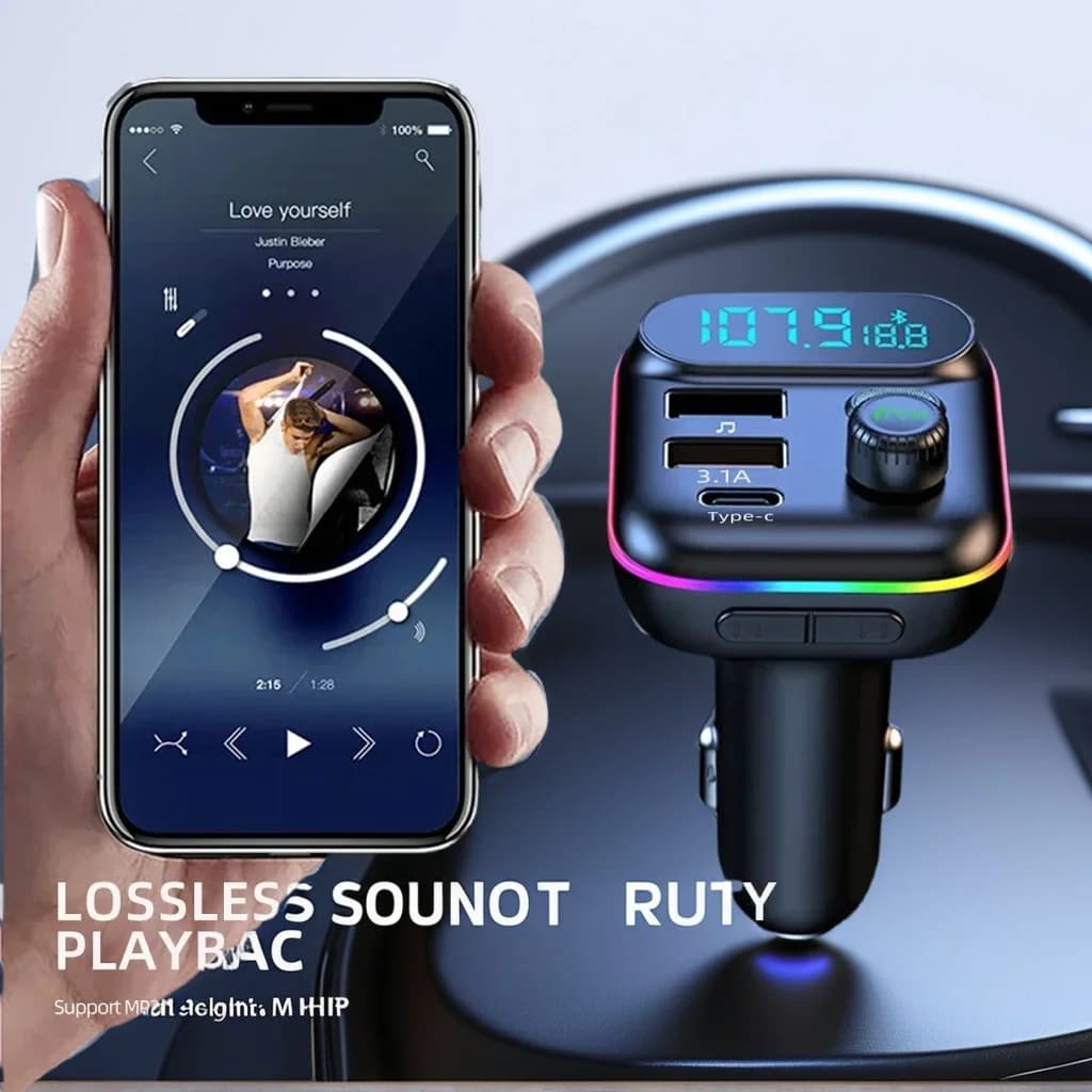 Car Charger QC3.0 PD 25W - FM Bluetooth 5.0 transmitter with MP3/TF support